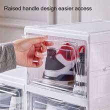 6-Layer Transparent Shoes Box Thickened Foldable Sneaker Shoe Organizers Stackable Dustproof High-Top Cabinet Shoe Rack Shelf - trắng - Xem 10