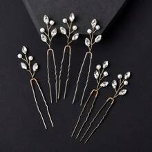 6 buc/set agrafe elegante din sticlă cu decor floral, accesorii de păr pentru mireasă și nuntă, pentru toate anotimpurile