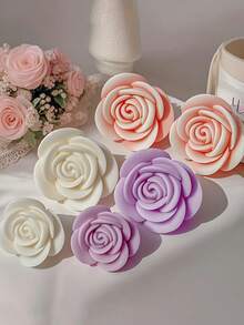 Rose Flower Silicone Mold For DIY Candles - High-Quality Candle Molds For Valentine's Day Gifts, Birthday Presents & Aromatherapy Stone Casting - Easy Release, Durable, And Heat-Resistant - White - View 5