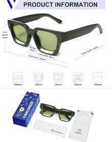 Thick Square  Retro Chunky Rectangle  Protection - C2.23-polarized Green Lens/Green Frame - View 9
