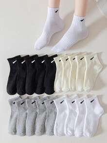 5/10/20 pares de calcetines cortos transpirables con estilo deportivo para mujer - Multicolor - Ver 1