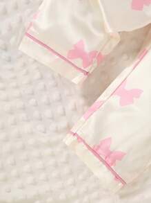 Cute Heart Print Long Pajama Set For Baby Girl