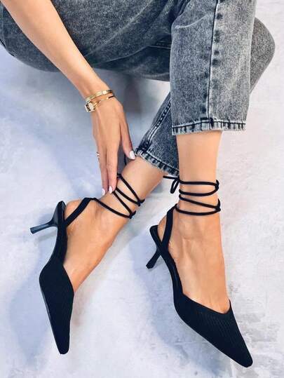Women Pointed Toe Strappy High Heel Sandals, Sexy Fashionable For Party And Daily Wear