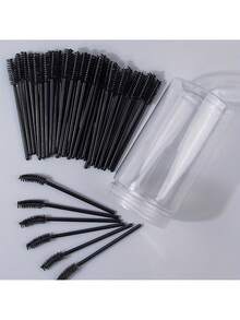 500/300/200/100/50/10/1pc Mascara Brushes With Container, Bendable Eyebrow Brushes, Eyelash Extension Brushes, Eyebrow Brushes, Castor Oil Brushes (Not All SKUs Include Bottle) (Multiple Colors Available) - Black - View 4