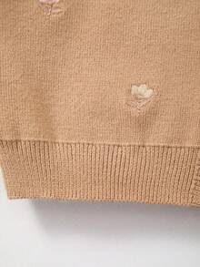 Chaqueta de punto bordada con flores para niña bebé