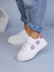 1 双幼儿女童休闲运动鞋，婴儿透气运动鞋春季新款白色运动鞋 - 白色 - 查看 4