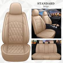 Cobear 5seats Car Seat Covers PU Leather Waterproof Car Seat Cushions Car Seat Protector Full Set Front Seats Rear Seat Covers Universal Fit Most Cars MH20 - 米色 - 查看 1