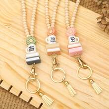 1pc Silicone Bead Book & Flower Beaded Key Chain, Lanyard, Teacher Gift School - Multicolor - View 3