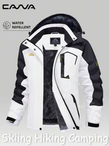 Cavva Geacă de iarnă pentru femei, impermeabilă, rezistentă la vânt, cu glugă, căptușită cu fleece, caldă, cu zăpadă, schi, drumeții, camping, munte, ploaie, windbreaker