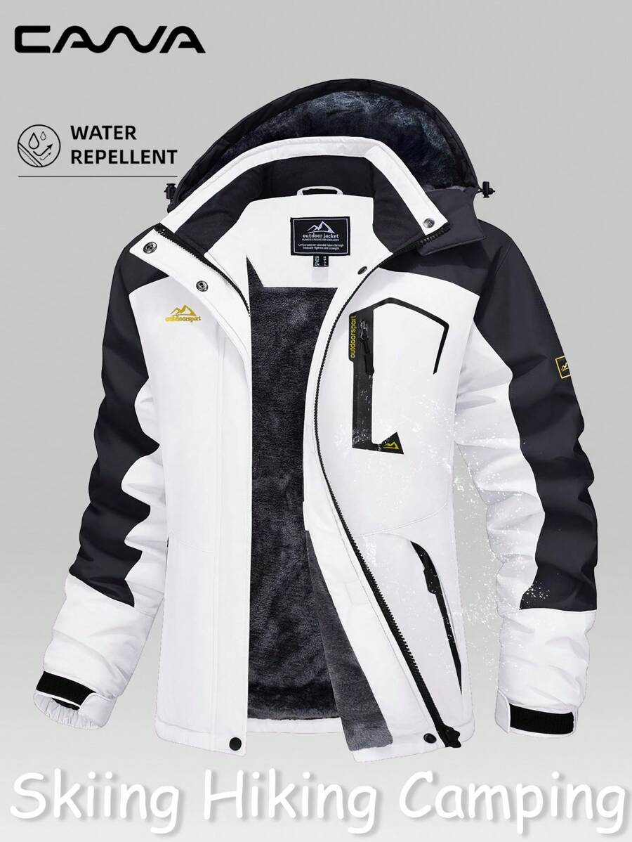 Cavva Geacă de iarnă pentru femei, impermeabilă, rezistentă la vânt, cu glugă, căptușită cu fleece, caldă, cu zăpadă, schi, drumeții, camping, munte, ploaie, windbreaker