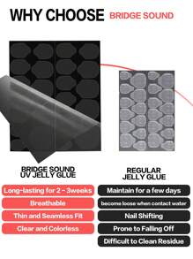 BRIDGESOUND 480片/360片/240片/120片，新款果冻胶，UV果冻指甲胶贴纸，双面果冻按压指甲贴纸，UV固化指甲胶，不脱落，防水，持久耐用，可穿戴假指甲，需要固化 - 無色 - 查看 7