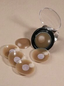 2/4/6pcs Reusable Silicone Nipple Covers, Invisible Adhesive Bra Petals, Portable Gift Box, Women Lingerie Accessories To Prevent Nipple Protrusion - Coffee Brown - View 4