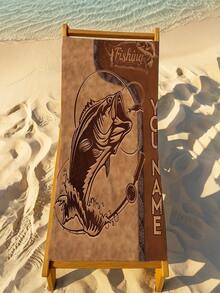 1pc Customized Fishing Name Towel - Personalized Vintage Fish Design, Super Soft Absorbent Microfiber Beach Towel, Crafted For Fishing Enthusiasts, Fashionable Pool And Beach Accessory, Perfect Gift For Men And Women, Vintage Fishing Theme Quick-Dry Beach Towel - Hot Selling Brown Beach Towel - View 8