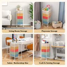 10 Drawer Rolling Storage Cart Scrapbook Paper Office School Organizer Gradient - Màu sắc của bánh Macaron - Xem 7