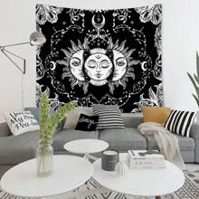 1 Stück Digital bedruckter Wandbehang aus Polyester mit Sonnengottmuster, Halloween Wandbehang, geeignet für Wohnzimmer, Schlafzimmer Wanddekoration, Camping Dekoration, Ganzjahreswandbehang