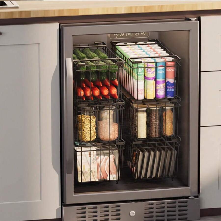 Chest Freezer Baskets - 5 Pack Stackable Freezer Organiser Ches Black UK Stock - Black - View 1