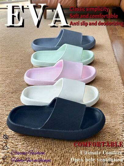 Season's New Stylish And Simple Men's Home Slippers, Suitable For Daily Leisure And Versatility. The Thick Soles Are Breathable, Soft, And Comfortable. The EVA Material Is Special For Non-Slip, Non-Odorizing Feet, Antibacterial Foot Protection, Quick-Drying | Super Cushioning | Suitable For Wearing On The Beach/Outdoor Street / Indoor Bedroom, Bathroom, Etc, Cool Slippers For Men And Couples, Shower Shoes