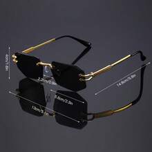 Ladies' Sophisticated Black Glasses, Fashionable Rimless Irregular-Edge Eyewear, Men's Y2K Cool Party Glasses - All Gray - View 5