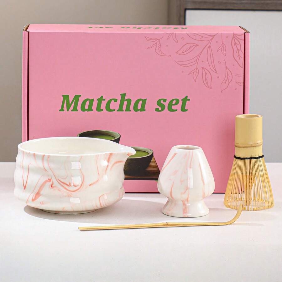 1 件/4 件抹茶茶具，包括抹茶碗、100 齿茶筅、茶勺、茶巾（礼盒装） - 彩色 - 查看 1