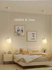 1 件卡通动物吊灯，带可调节吊线，月亮形状，配备 G9 灯泡，适用于卧室、客厅、书房、儿童房的装饰吊灯，LED 吸顶灯