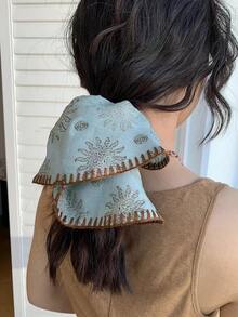 1个超大复古发圈，适合海滩度假，高端大气，百搭时尚发饰，发绳，发圈，发圈，洗脸，马尾辫发饰，弹力发带 - 彩色 - 查看 8