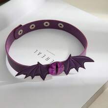 1 件仿皮恶魔之眼和翅膀颈链，深色甜美哥特式红眼蝙蝠领颈饰，可调节个性化项链，适合派对装饰万圣节