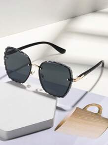 1 件男女通用方形镜框多色花卉镜片时尚眼镜，沙滩配饰，适合女性购物、驾驶、聚会、户外、旅行