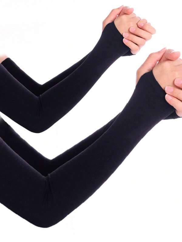 1pc Black Cycling Arm Sleeve, Outdoor Sports UV Protection Sweat-Absorbent Highly Elastic Unisex Fishing/Cycling Arm Sleeve