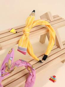 2pcs Back To School Headband For Students Pencil Bow Hairband Pencil Flower Stripes Pattern Bow Head Band Pencil Printed Bunny Ears Hair Band Cute Pink Yellow Pencil Headwear For First Day Of School Terms Begins Gifts Bow Headband Teens Hair Accessories