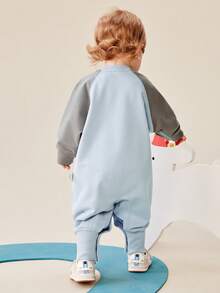 mini bala Newborn Baby Romper Soft Cute Bodysuit Skin-Friendly Jumpsuit - Gray Blue - View 3