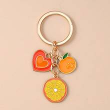 1pc Women's New Fashion Creative Alloy Drip Oil Fruit Key Chain Minimalist Heart Orange Pendant Bag Charm Backpack Decor Keychain For Bag Car Accessories For Women - Multicolor - View 1