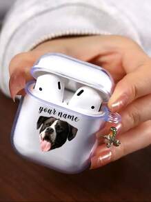 1pc Customized Image Earphone Protective Case, Personalized With People, Cartoon, Game Figures, TPU Soft Earphone Box, Customizable Text, Font, Color, DIY Anniversary Gift, Compatible With Apple Earphone 1/2/3/4/Pro/Pro2,2025phonecase - Clear - View 2