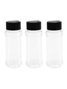 1/3 Pcs Plastic Spice Jars With Black Lids, Transparent Safe Plastic Bottles With Shaker Caps, For Storing Spices, Herbs And Seasoning Powders, Reusable Kitchen Storage Containers