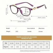 Elegant 3-In-1 Progressive Multi-Focal Reading Glasses For Women - Anti-Blue Light, +1.00 To +4.00 Diopters Increase, Adjustable Full-Frame Oval Design, Mixed Material Of PC And Polycarbonate, Fashionable And Durable, Suitable For Digital Screens And Reading, Multi-Functional Vision Assistance, Anti-Blue Light Lenses, High-Quality Lenses, For Office Workers Only - 紅色的 - 查看 4