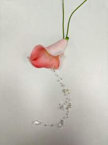 1pc Handmade Women's Calla Lily Flower Necklace, Crystal Pearl Tassel Pendant Choker, French Elegant Floral Decor, Bohemian Style, Suitable For Parties, Weddings, Holidays, Dates (Pearl Style Is Random) - Multicolor - View 5