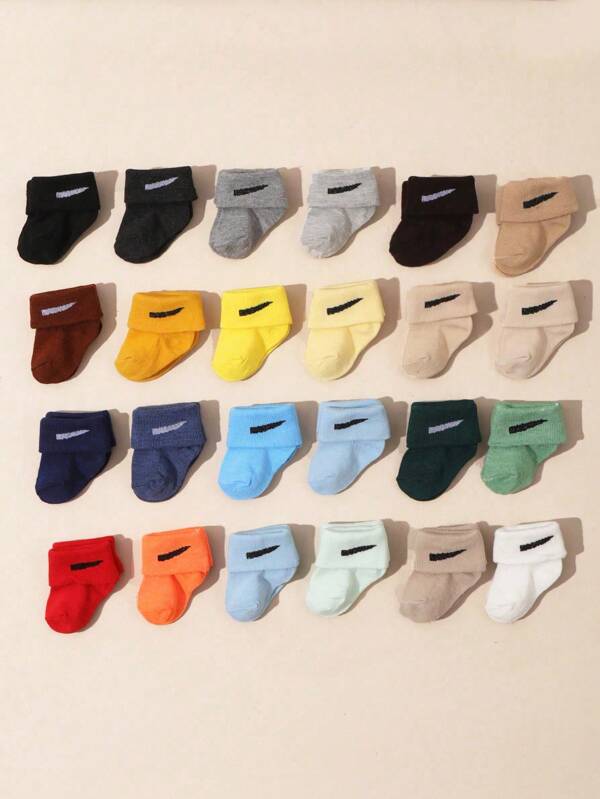 8pcs/Set Autumn/Winter Baby & Toddler Random Candy Color Casual Crew Socks