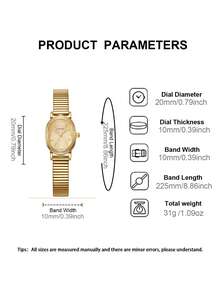 新款时尚女士手镯腕表，复古奢华简约优雅轻巧百搭石英表，适合日常佩戴、生日礼物、派对、节日聚会，是送给自己或朋友的理想之选。 - 金色 - 查看 6