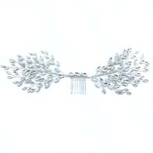 1 件植物造型优雅派对玻璃发梳发饰，适合新娘、婚礼、所有季节 - 彩色 - 查看 7