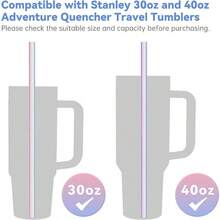 QY12Pack Iridescent Glass Drinking Straws Fit For 30oz 40oz  Tumbler 12 Clear Reusable Straws Fit For  Cup 6 Straight 6 Bent Straws W 2 Brushes For Milkshakes Frozen Drinks2216 - 彩虹色(適用於30盎司40盎司) - 查看 4