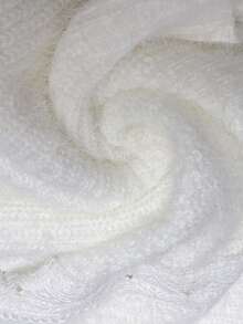 كنزة صوفية كاجوال واسعة بياقة على شكل حرف V لون أحادي الألوان مطرزة بالدانتيل للسيدات