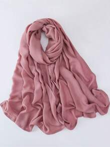 1pc Modal Viscose Solid Muslim Hijab, Fashion Breathable Plain Lightweight Headscarf, Double Needle Lockstitch Refined Edging Craftsmanship, Women Scarf For Lady, Suitable For All Seasons