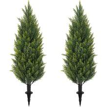 3FT Artificial Cedar Topiary Trees With Ground Spike, UV Resistant Fake Evergreen Bushes Shrubs Trees Artificial Plants Realistic Faux Cypress Plants For Indoor Outdoor Front Porch Garden - Multicolor - View 1