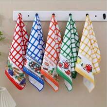 6pcs Colorful Fun Microfiber Kitchen Cloths, Super Absorbent, Oil-Resistant, Humorous Print, Fashionable Minimalist Design, Comfortable Clean & Beautiful, Multi-Scenario Kitchen Home Cleaning Pads - 3/1pc Randomly Shipped - Red - View 4