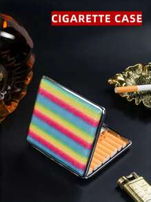 1pc 20 Capacity Leather Cigarette Case, Portable Fashion Metal Minimalist Cigarette Box, Crush & Moisture Proof, Unisex, Multi-Color, Smoking Accessories Girly, Cigarette Storage, Cigarette Holder Case, Sigaretten Doos