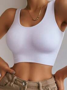 Women's Ribbed Knit Fitness Top - White - View 1