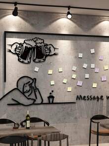 1pc Of "Cheers" Beer Glass Metal Wall Art, Metal Sign With Beer Glass Silhouette, Durable Indoor/Outdoor Wall Decoration, Suitable For Home, Bar, Cafe, Party, Restaurant, Kitchen, Etc., Perfect Gift For Beer Lovers, Halloween, Thanksgiving, Christmas Gift, Ideal Holiday Gift