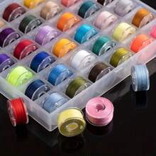 25pcs Sewing Thread Set With 1 Transparent Storage Box, Suitable For Clothing Repair, Jewelry Making, Leather Sewing, Assorted Colors To Meet Various Needs - Multicolor - View 7