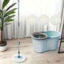 Spin Mop And Bucket, Mop And Bucket With Wringer Set For Home, 360 Spinning Mop Bucket Floor Cleaning Tool With 3 Microfiber Mop Replacement Head Refills,50" Extended Handle For Floor Cleaning Home - 藍色 - 查看 5