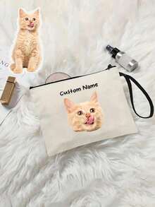 1个定制猫咪照片化妆包，可爱猫咪主题礼物，小型宠物爱好者旅行化妆包，拉链收纳袋，适合青少年、女儿、姐妹，趣味宠物用品生日圣诞节化妆品收纳包，迷你化妆包，旅行小型化妆盒，化妆刷收纳盒，化妆品容器，化妆包，旅行必备，女士配饰，旅行用品，学生化妆包，节日化妆包，冬季节日化妆包 - 彩色 - 查看 4
