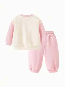 mini bala Dumbo Collab Baby Girl Set Soft Long Sleeve Top + Pants Fall Outfit - Milky White - View 5